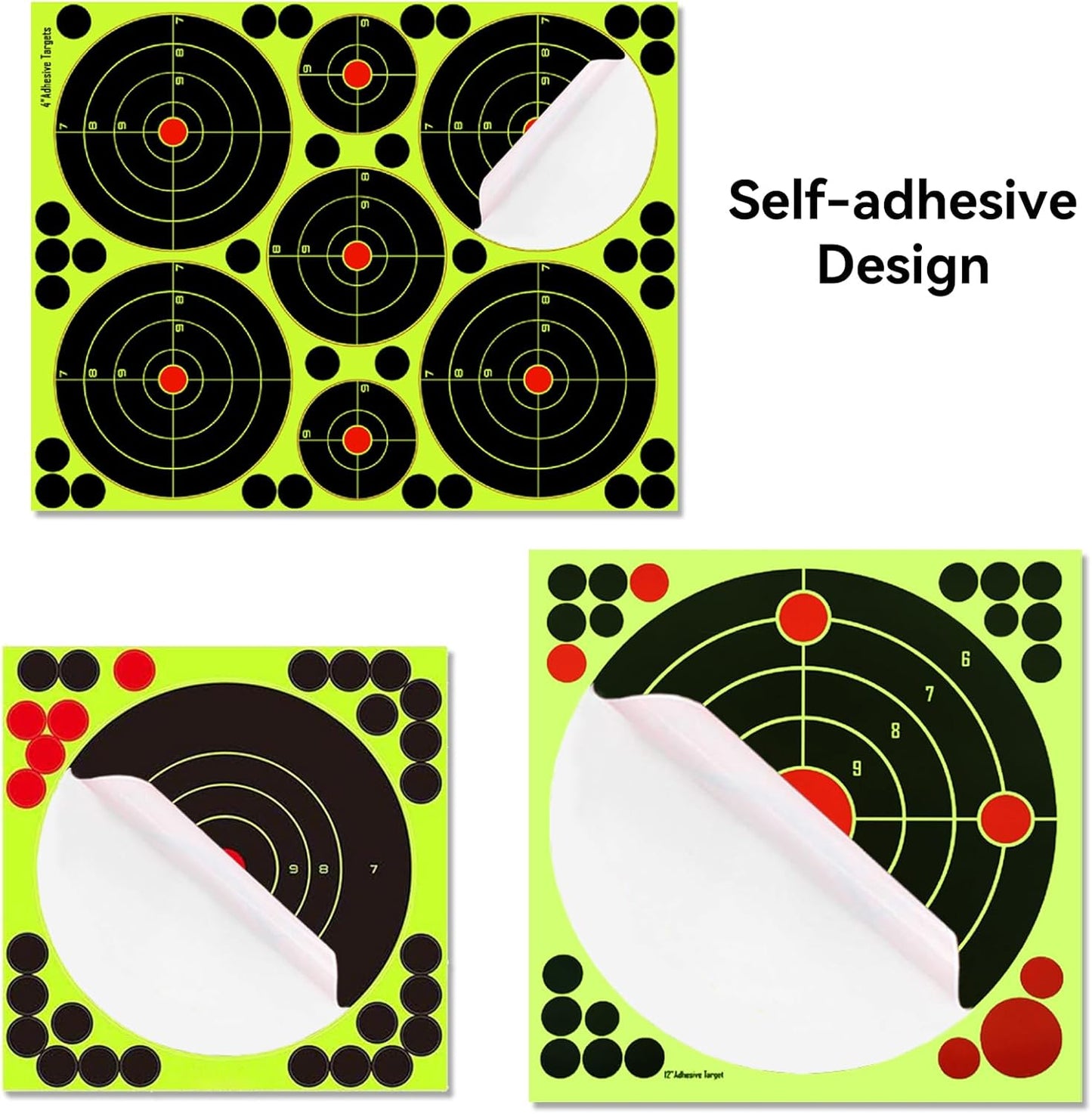 Splatter Shooting Targets Stickers, 20PCS & 4 Styles Adhesive Reactive Target Paper with Yellow Splatter Impact for BB Pellet Airsoft Guns Silhouette Targets Bull's-Eye Target