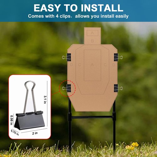 Cardboard Shooting Targets – 20 Pack 30x18 Inch Silhouette Targets with 4 Clips – Heavy-Duty Corrugated for Pistol & Rifle Practice – Pre-Marked Scoring Zones for Range & Training Use