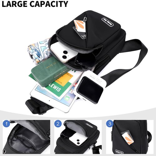 Seoky Rop Sling Bag for Men Women, Small Nylon Crossbody Bag Trendy, Casual Shoulder Chest Bag for Travel Running Hiking Blue