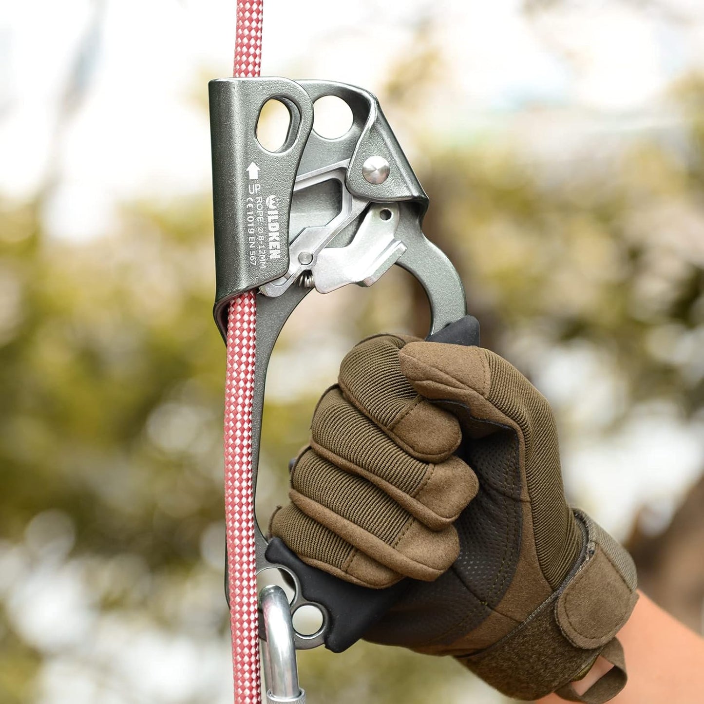WILDKEN Climbing Hand Ascender Outdoor Mountaineering Tree Arborist Climbing Rappelling Equip Hand Ascender for 8-14MM Rope Left Right Hand Ascender