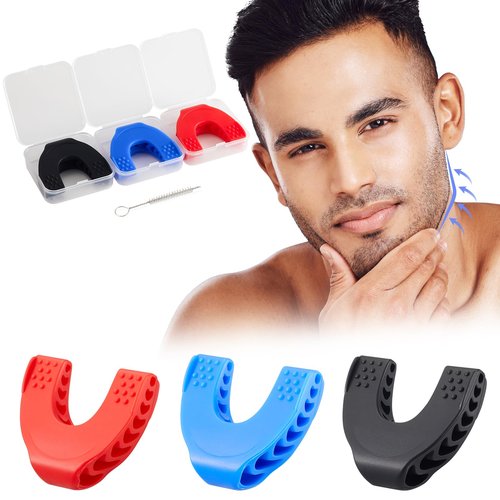 YILIMZ 3PCS Jaw Trainer With 3 Resistance Levels - Silicone Exerciser for Men & Women, Activating Tightening Strengthening Facial Muscles, Jawline Workout and Face Exerciser