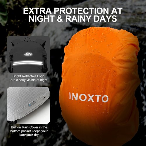 IX INOXTO Hydration Pack, 25L Hiking Backpack with 3L Water Bladder and Rain Cover, Lightweight Hydration Pack for Hiking, Cycling, Climbing, Camping (Grey)