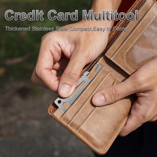 Weenkilly 11-in-1 Credit Card Multitool For Men, 10 Pack Survival Pocket Tools, Thickened Stainless Steel Bottle Opener, Credit Card Wallet Tool, Double Row Sawtooth Pocket Tool