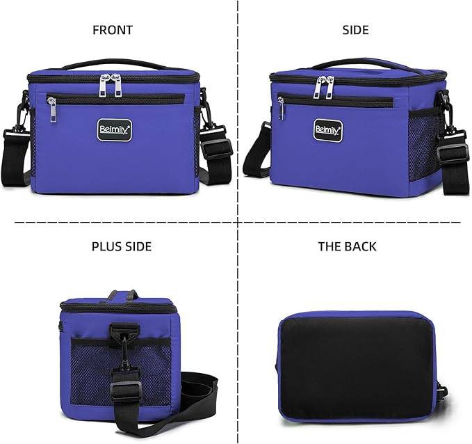 BEIMILY Lunch Box for Men/Women,Small Insulated Lunch Bag,Reusable LunchBox for work Picnic Hiking Beach,Leakproof Soft Cooler Tote Bag Organizer with Adjustable Shoulder Strap for Adults(Purple)