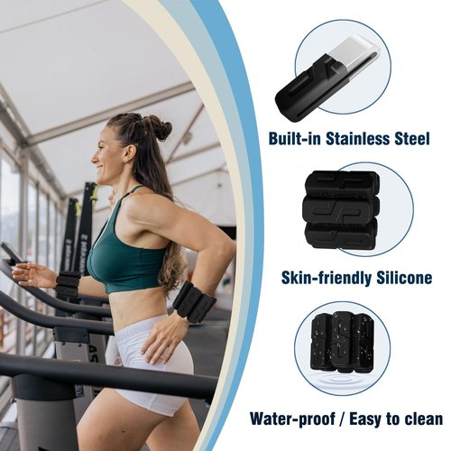 PE.WELLWOO Wrist & Ankle Weights for Women & Men, Adjustable Silicone Pilates Weights, Leg & Arm Weights for Yoga,Walking Running, Housework,Upgrade S-Streamline(1.1 lb Each, Set of 2 Total 1kg)