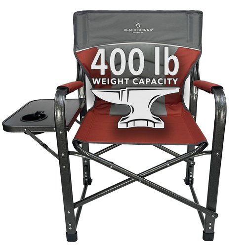 XL Directors Chair with Foldable Side Table, Heavy Duty Camp Chair supports 400 Lbs, Oversize Outdoor Folding Seat with High Back and Padded Armrests for Lawn, Beach, Tailgating, Sports