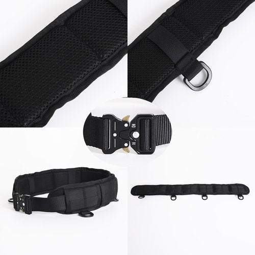 TWL Tactical Battle Belt Set，Multi-Purpose Molle Padded Patrol Belt Outdoor Sports Tactical Belt Duty Belt with Metal Quick-Release Buckle (olive-green)