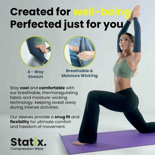 Statix Cooling Arm Sleeves for Men and Women Sun Protection Arm Warmers for Sports Gardening Purple Design S/M