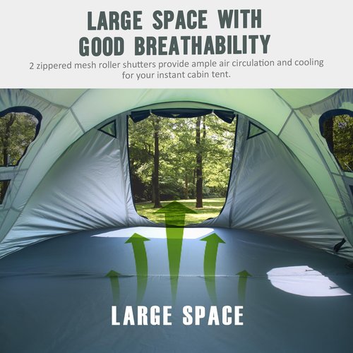ROAMIST Tents for Camping, 4 Person Easy Pop Up Camping Tent, Waterproof Windproof Automatic Setup Lightweight Camping Tent with Extra Storage, Family Tents for Camping, Hiking & Traveling, Green