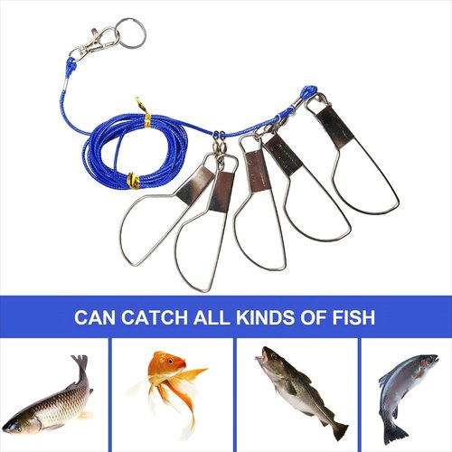 QUANFULTEC Fish Stringer,Live Fish Lock，Comes with 5 Stainless Steel Rotating Snap Locks Fishing Stringer