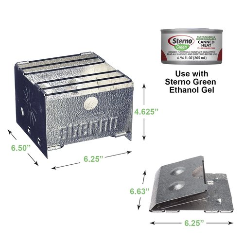 Sterno 2.25 Hour 12 Pack Green Canned Heat with 2 Pack Folding Stove and Wind Shield