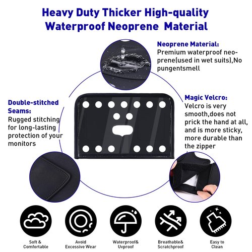 Neoprene Monitor Cover for Exercise Bike Screen,Universal Exercise Bike Screen Protector with Mobile Phone Pocket and Wallet Pocket,Waterproof Anti-UV,Damage Prevention,Accessories for Treadmill/Bike