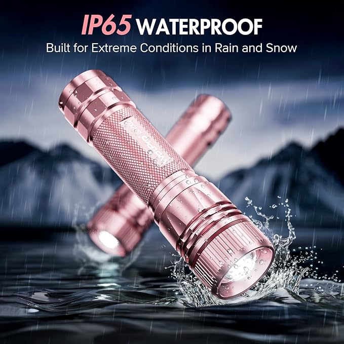 WdtPro Rechargeable Flashlights High Lumens, 2 Pack Super Bright LED Small Tactical EDC Flashlight with 10H Runtime, Portable Flash light for Camping, Home, Emergency Essentials Pink(Battery Included)