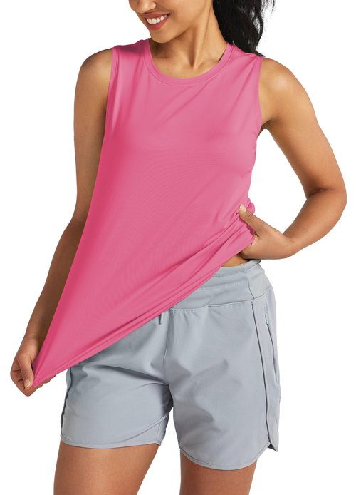 Willit Women's Workout Tank Tops Sleeveless Running Yoga Athletic Tops Loose Fit Quick Dry Active Shirts Gym Exercise Rose Red XS