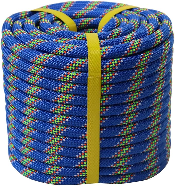 Double Braided Arborist Rope - 1/2 Inch x 50 Feet Polyester High Strength Climbing Rope for Tree Work, Halyard, Sailing (Blue)