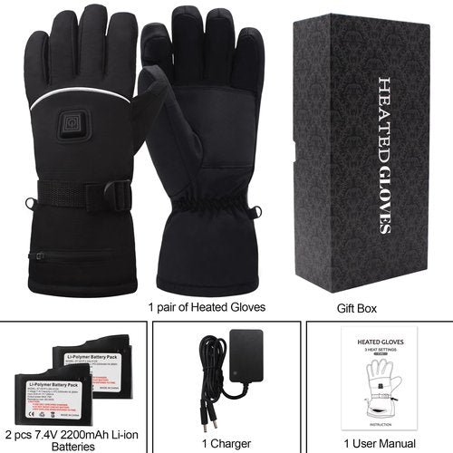 CODSOK Heated Gloves for Men Women,7.4V 2200mAh Rechargeable Battery Electric Heating Thermal Glove,Touchscreen Waterproof Windproof Heated Gloves for Cycling Skiing Fishing Camping Hiking