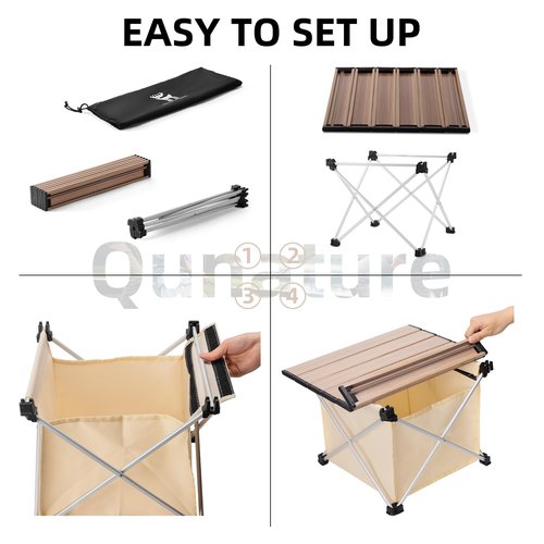 QUNATURE Portable Camping Table Folding Beach Table Ultralight Aluminum Camp Table with Storage Bag for Beach Hiking Backpacking Fishing Picnic