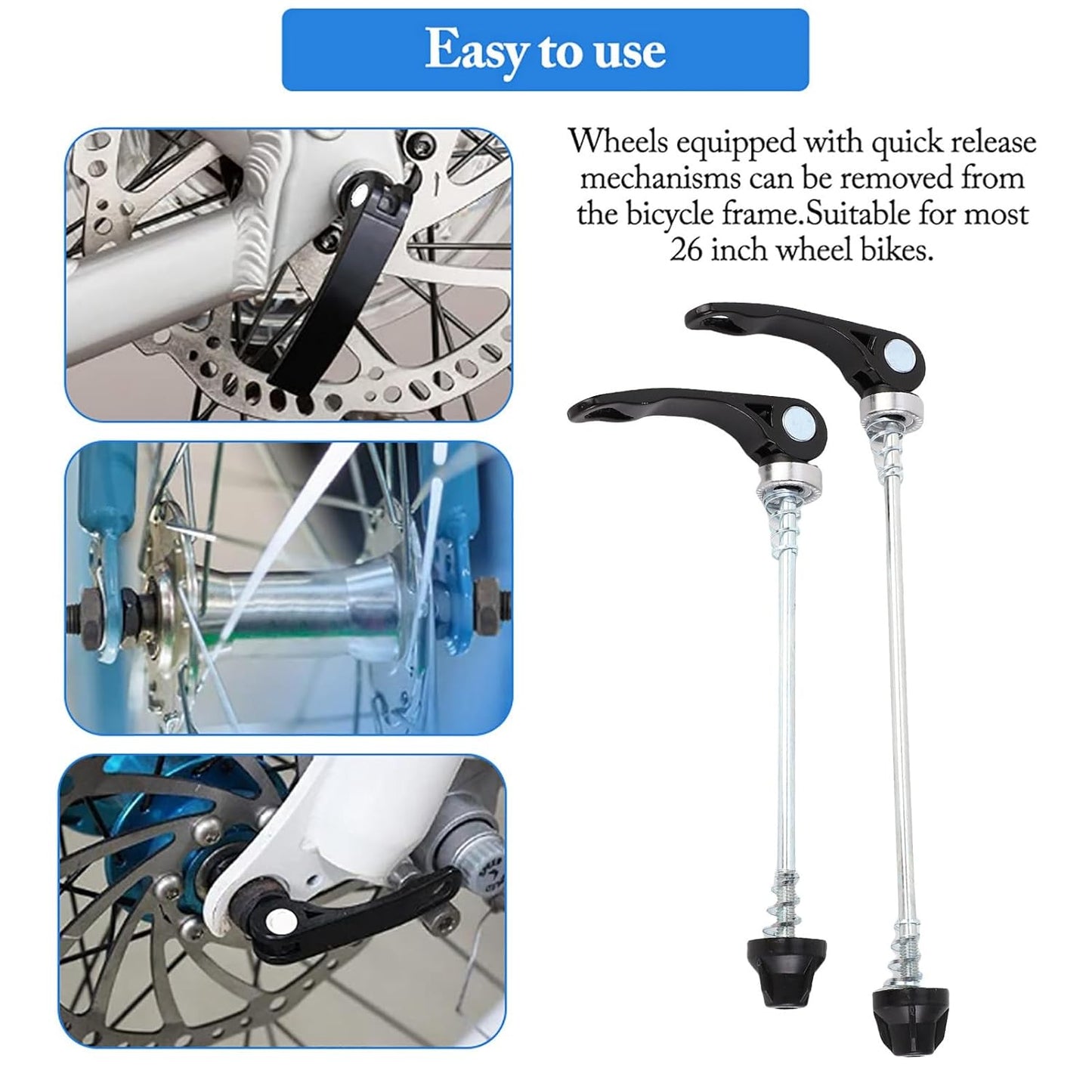 Wheel Hub Front and Rear Skewers Quick Release Clip Bolt Lever for Road Mountain