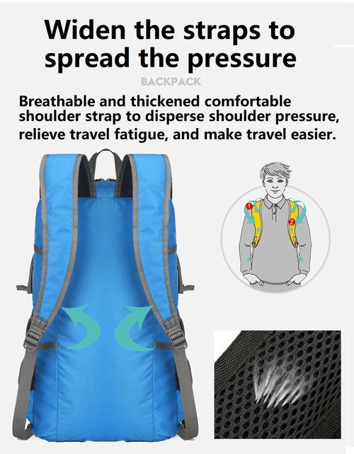 levayhill Hiking Backpack Daypack Lightweight Packable Travel Outdoor Camping Ultra Foldable Day Pack for Woman Man (Blue, 30L)