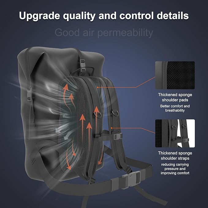 Waterproof Backpack，Heavy Duty Hiking Backpack，35/55/85L dry bag backpack waterproof for Men，Roll-Top Closure，for Kayaking, Travel, Hiking, Fishing, Camping, Motorcycles (grey, 85L)