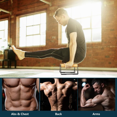 BESTWEI Wood Calisthenics Parallettes Bars Push Up Bar for Men 1 Pair, Sturdy Floor Push-up Handstand Equipment for Home Workouts, Fitness