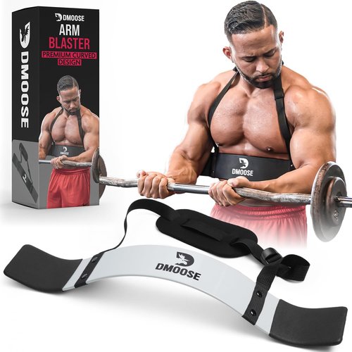 DMoose Fitness Arm Blaster for Biceps and Triceps - Heavy Duty Aluminum, Soft Neck Padding & Adjustable Straps - Bicep Curl Support for Isolation & Strength Training - Biceps Workout Equipment for Men