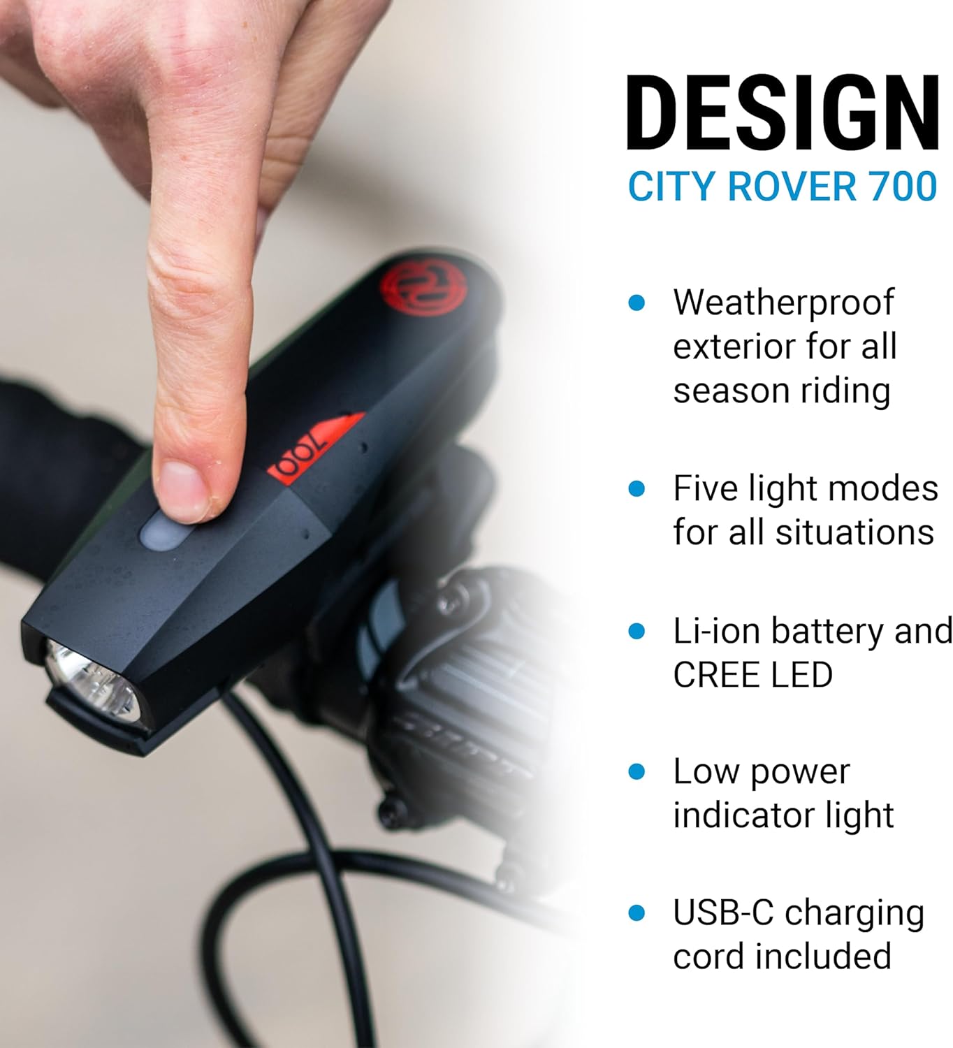 Portland Design Works | City Rover 700 | USB Rechargeable Headlight, Black