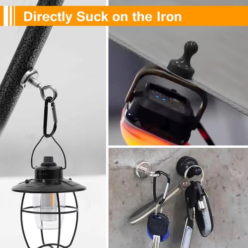 ayamaya Magnetic Camping Hooks for Canopy Magnet Clip Hanger with Carabiner for Tents Inside, 2Pcs Tent Hanging Hook Organizer for Lamp, Rooftop Tent Tarp Accessories for Camping, RV Camper, Picnic