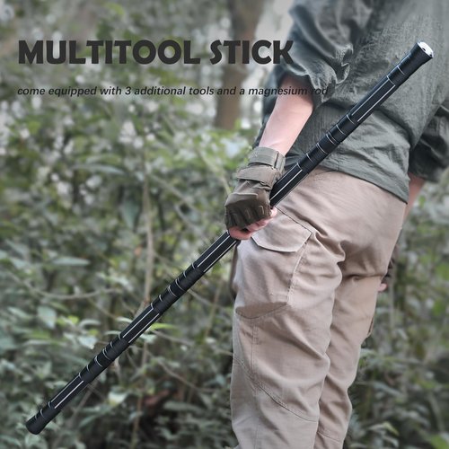 Autuveen Hiking Tactical Stick Walking Staff,Portable Walking Sticks Trekking Poles Outdoor Multitool Camping Gear for Men Women