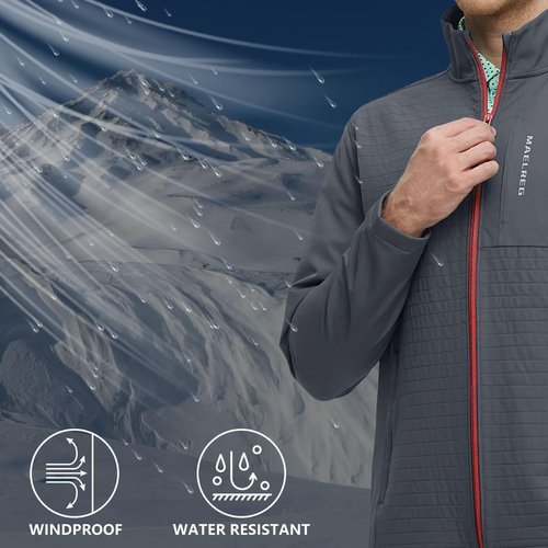 M MAELREG Work Jackets for Men Zip Up Lightweight Fall Winter Pockets Hiking Water-Repellent Softshell Jacket Men