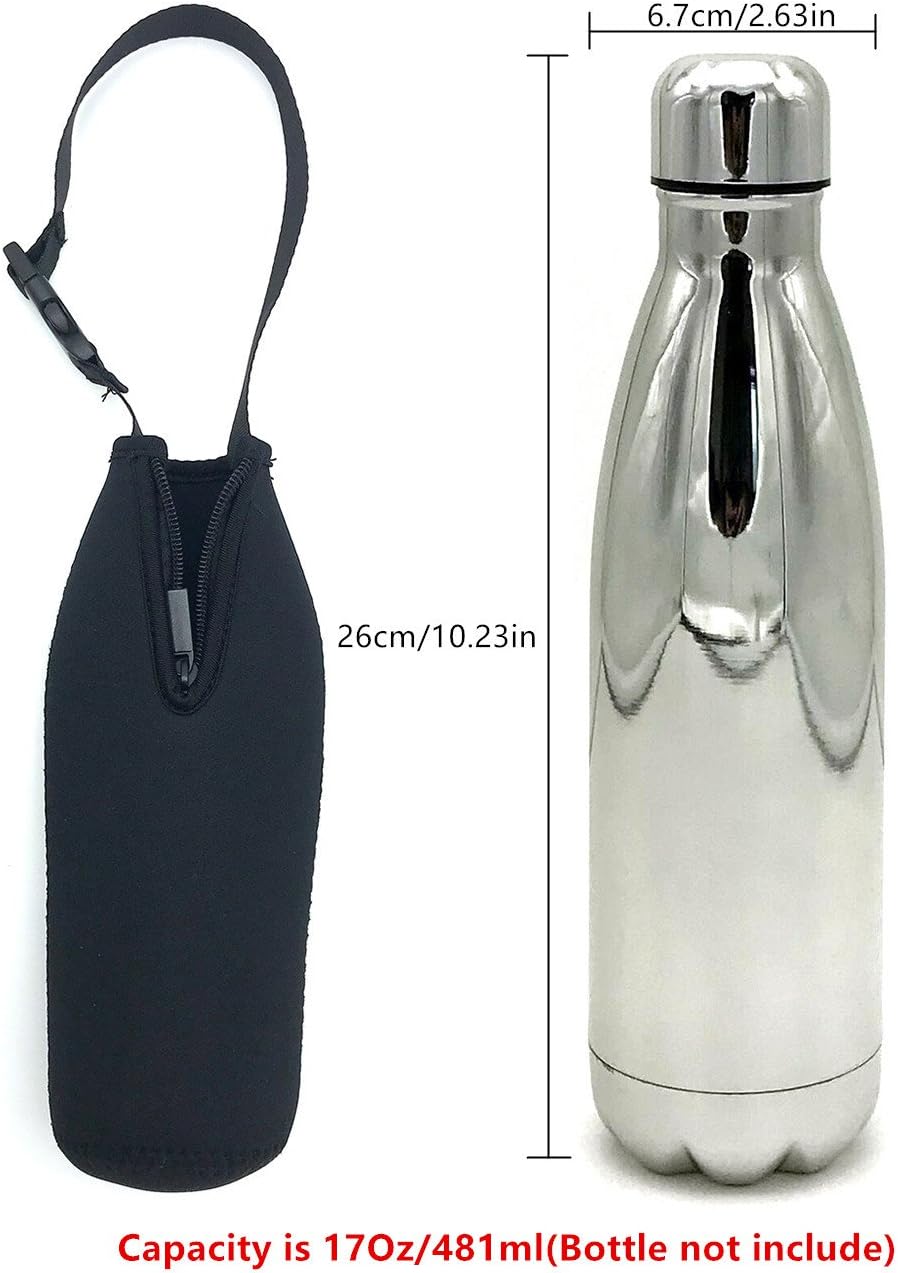Wanty Neoprene 17 Oz Insulated Water Drink Bottle Cooler Carrier Cover Sleeve Tote Bag Pouch Holder Strap for Climbing Cycling and Running Outdoor Activities