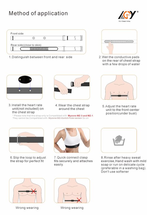 Rich Green Valley Heart Rate Monitor Pro Chest Strap Non-Slip Adjustable Chest Band Compatible with Myzone MZ-3 MZ-1 Replacement Strap (Red, Medium)