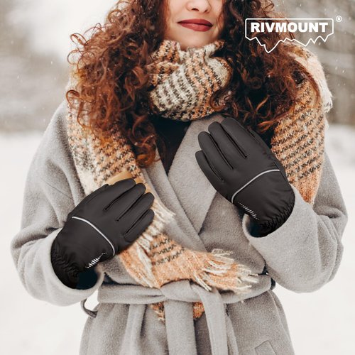 rivmount Waterproof Winter Gloves Women Men, Thermal Ski Gloves for Cold Weather with Warm, Touchscreen, 3M Thinsulate, Windproof for Outdoor, Running, Skiing, Cycling, Working, Snow Size Black M