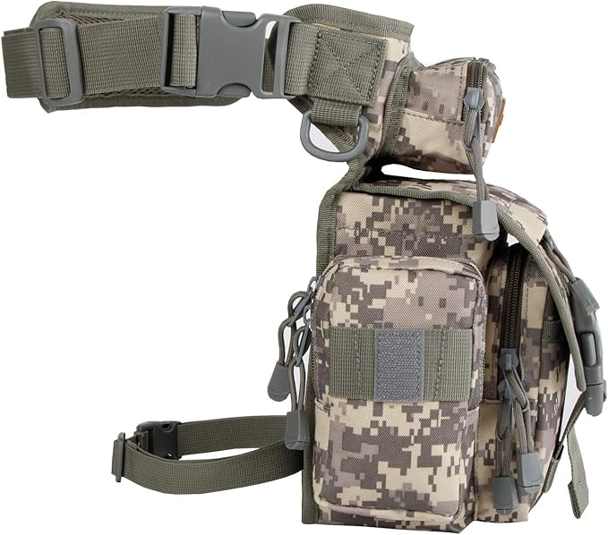 Jueachy Drop Leg Bag for Men Tactical Metal Detecting Thigh Pack with Water Bottle Pouch