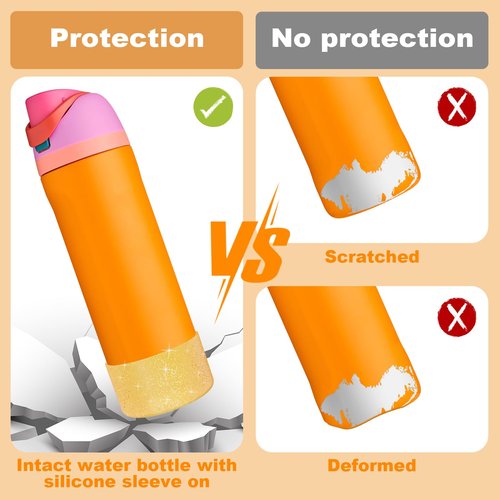 2 PCS Glitter Silicone Boot for Owala Water Bottle 24 oz, Anti-Slip Protective Sleeve for FreeSip/Twist/Flip Stainless Steel Water Bottles Accessories