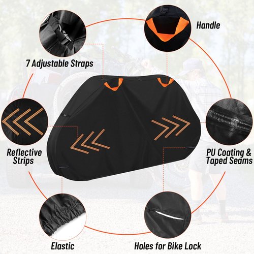 Bike Cover for Transport on Rack, 600D Oxford Bike Rack Cover Heavy Duty Bicycle Covers Outdoor Storage Waterproof Bike Covers for 1 Bikes on Rear Bike Rack for Mountain Road Electric City Bike
