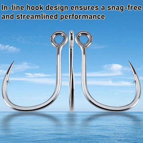 Dr.Fish 10 Pack Inline Single Hooks Welded Eyes Heavy Duty Saltwater Fishing Circle Hook Replacement for Hard Lures 3/0