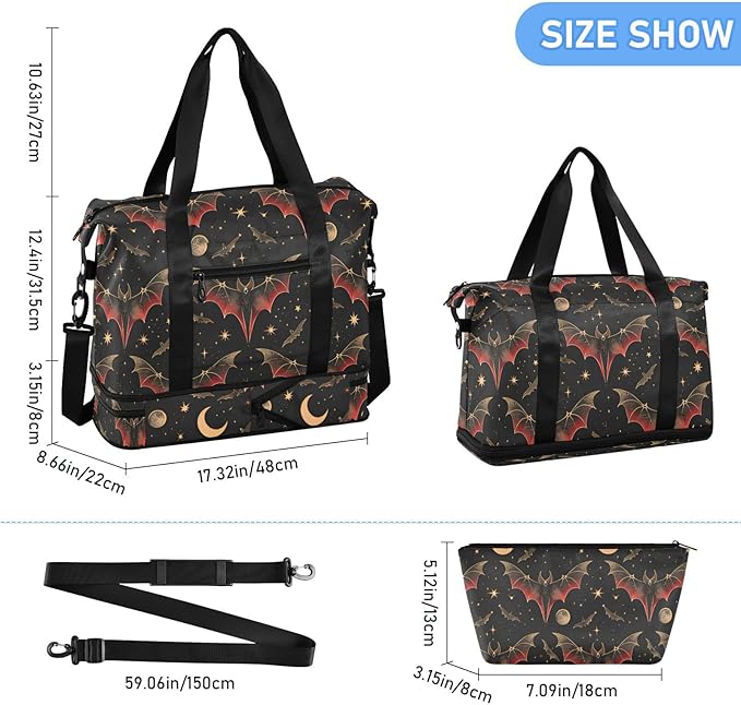 Women's Weekender Duffle Bag for Travel and Gym with Toiletry and Shoes Compartment