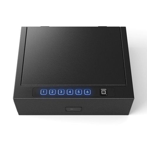 Kornerbatl Fire-Resistant Handgun Safe, 16.5LB Heavy-Duty Pistol Vault with Gypsum Layer, Biometric Quick Access, Silent Mode, Digital Keypad & Backup Key, Ideal for Bedside or Car