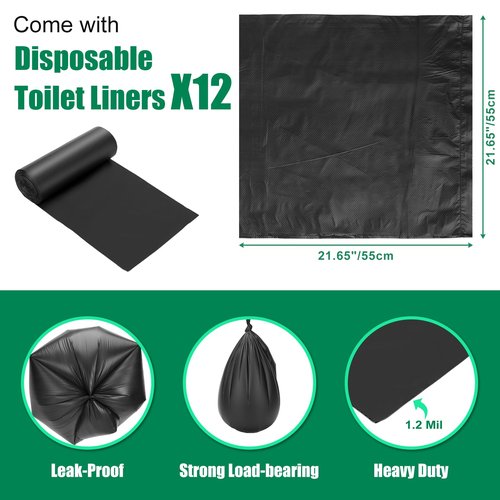 Bucket Toilet Seat with Cushion, 5 Gal Bucket Toilet Seat with Lid for Camping, Soft Cushion Toilet Seat with Storage Bags and Disposable Toilet Bags, Camping, Hiking, Emergency, Car, Boat