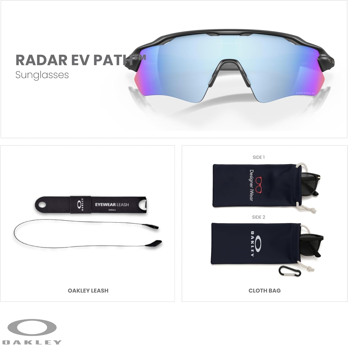 OAKLEY Radar EV Path OO9208 Sunglasses For Men+ Bundle Accessory Leash Kit, Microfiber Pouch