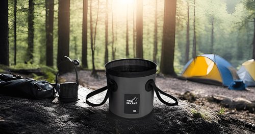 BANCHELLE Collapsible Bucket Water Container Portable Folding Camp Wash Basin for Outdoor Traveling Hiking Fishing Car Washing Gardening Camping (Blue 20L and Black 12L), Total 2 PCS