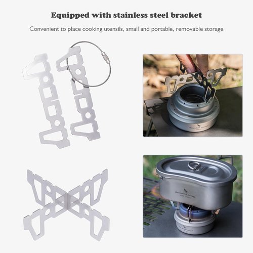 iBasingo Ultralight Titanium Camping Alcohol Stove 60ml Portable Mini Spirit Burner with Stand Compact Backpacking Stove for Outdoor Cooking, Hiking, Picnics & Survival Gear Ti2001C