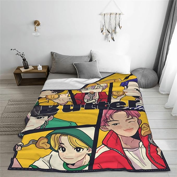 Jung Kook Blanket 60"X80" Soft and Comfortable Warm Fleece Throw Full Picture of Idol Group Blankets Yoga Blankets Beach Blanket Picnic Blankets Gift for Dorm Room Decor Sofa Bed Camping Travel