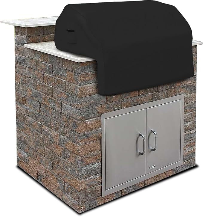 Covers & all Built-in Outdoor Grill Cover, Durable 12 Oz Waterproof Cover Max Material with Air Pocket & Elastic for Snug Fit (36" W x 26" D x 24" H Inches, Black)