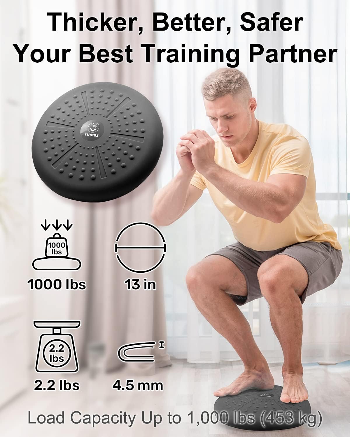Tumaz Wobble Cushion - Wiggle Seat to Improve Sitting Posture & Stay Focused for Sensory Kids, Balance Disc to Core Strength & Flexible Seating [Extra Thick Balance Board, Pump Included Wobble Board]