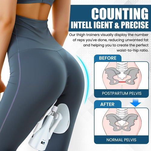 Thigh Exercise ,0-44LB Adjustable Pelvic Floor Trainer Toner, Inner Thigh Exerciser 4 Fixed Straps for Pelvic Floor Muscle Repair, Thigh Workout Equipment