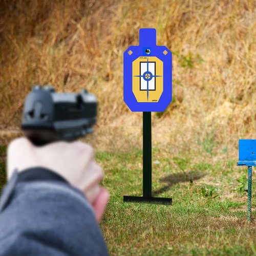 Atflbox Made of AR500 Steel Gong Hook and RecoilSpring Combo, T Post Target Hanger for AR500 Targets, Torso Silhouette Targets Conversion Adapter for Outdooor Shooting Practice (2 Pack)
