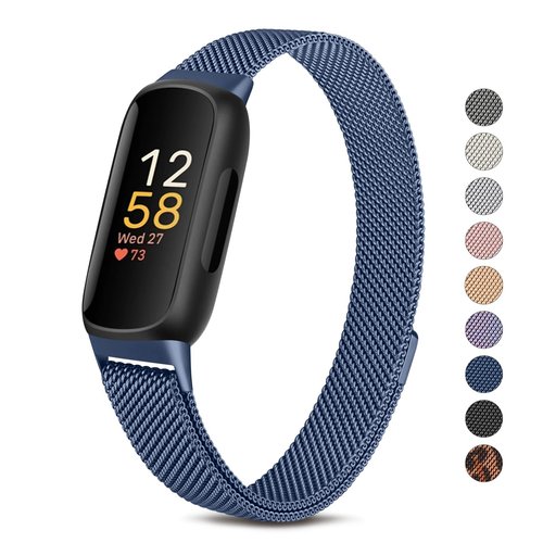 Metal Band for Fitbit Inspire 3 Bands Women Men, Stainless Steel Adjustable Straps Replacement Bands for Fitbit Inspire 3 Fitness Tracker (Sapphire Blue)