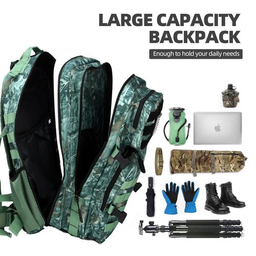 BAIXINGBAGS 45L Large Travel backpack for men Military Backpack with DIY System for Travel, gym,camo backpack,Work,Camping,Hunting,Hiking,Sports,Tactical